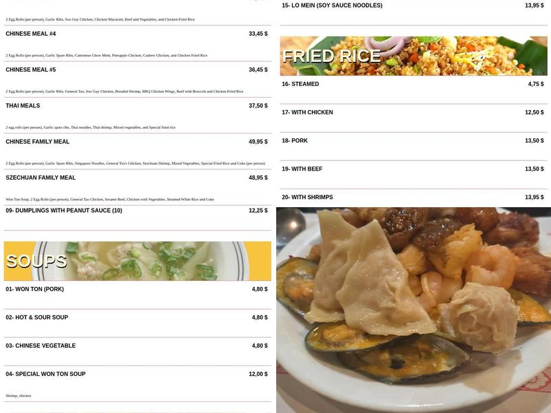 Restaurant Buffet Chan Menu