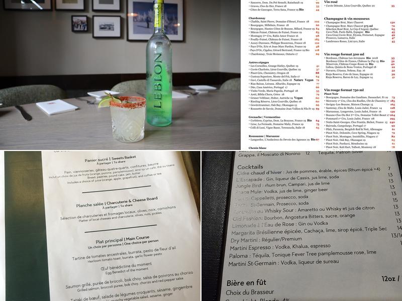 Bistro 4 Saisons Menu