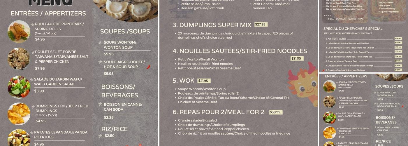 LePanda Dumpling Menu