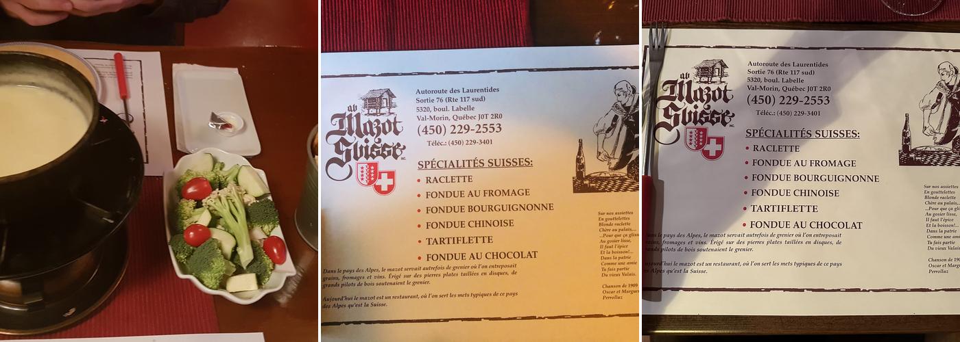 Mazot Suisse Menu