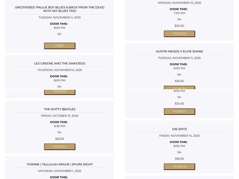 Horseshoe Tavern Menu