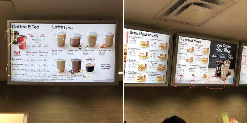 Tim Hortons Menu