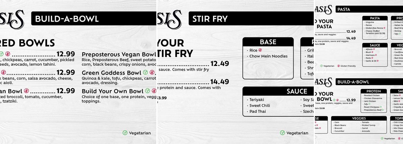 Oasis Menu