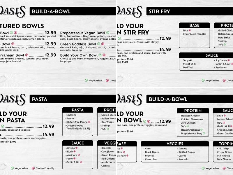 Oasis Menu