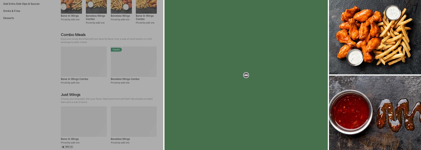 It's Just Wings Menu