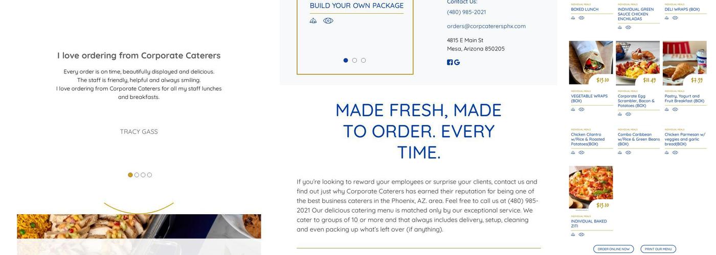 Corporate Caterers Menu