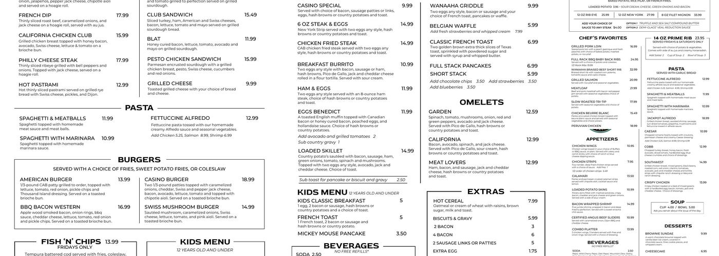 TuKaNovie Restaurant Menu