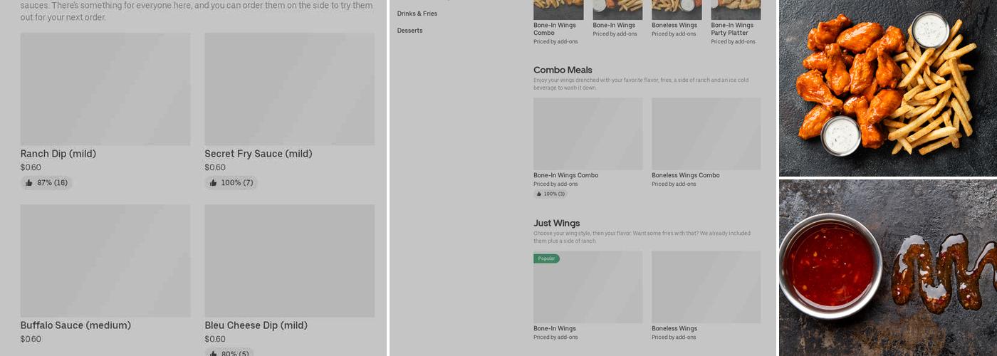 It's Just Wings Menu