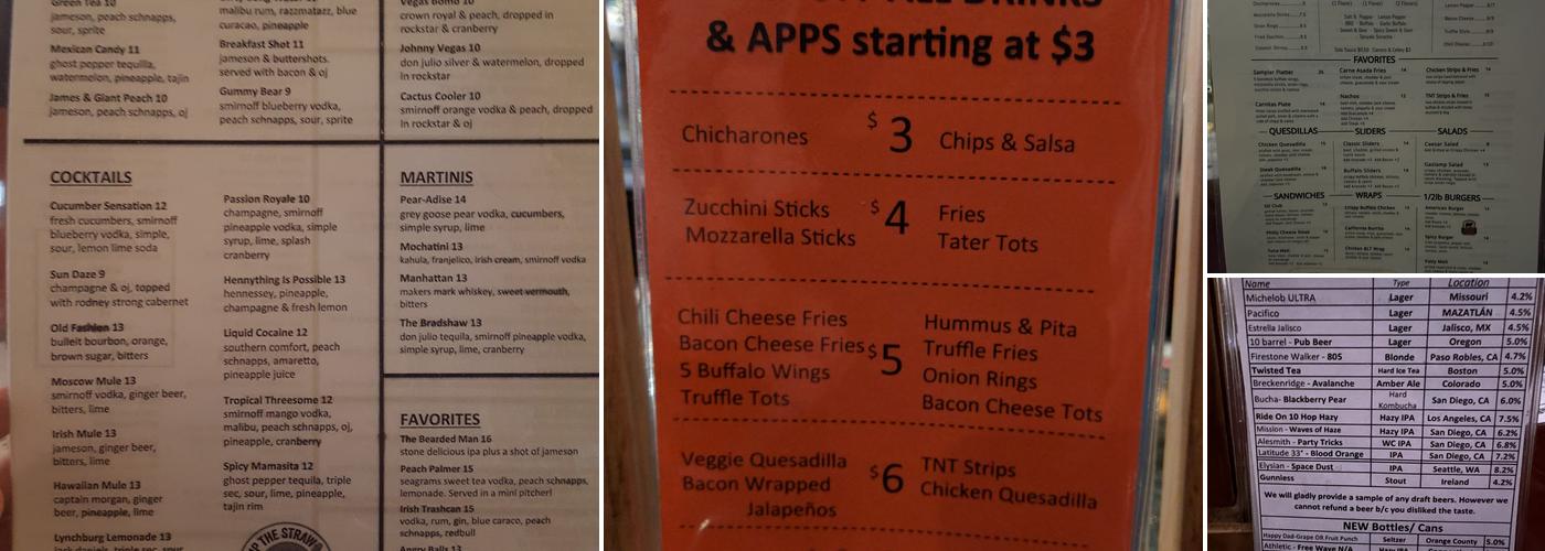 Taste & Thirst Menu