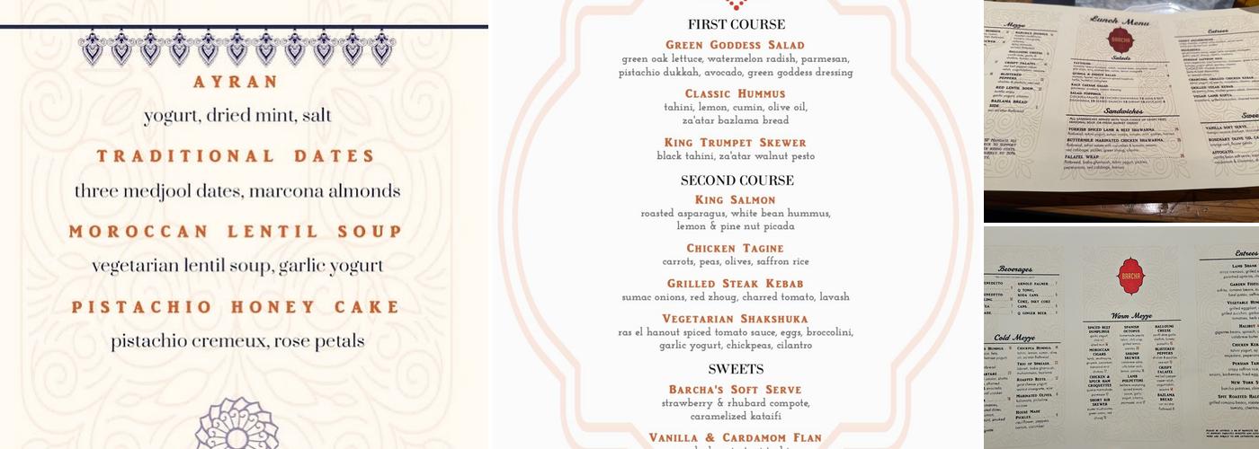 Barcha Restaurant Menu