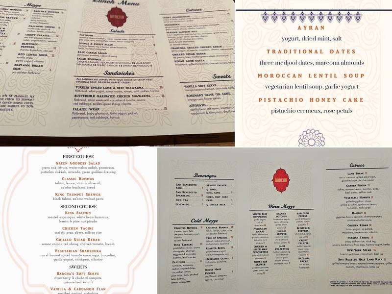 Barcha Restaurant Menu