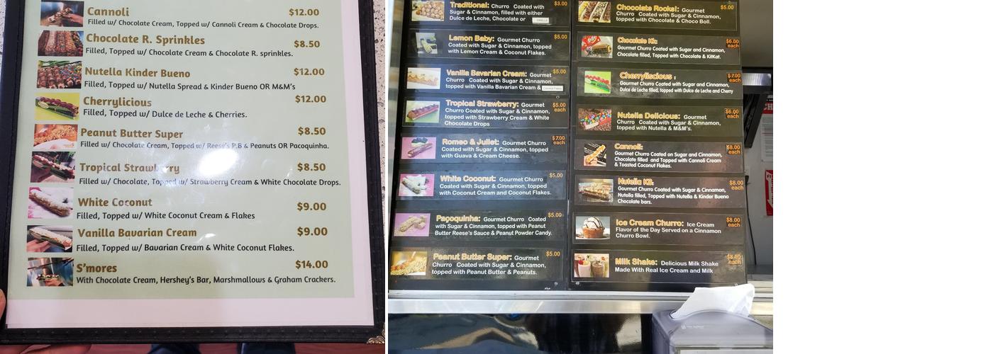 Cinnamon Churros Café Menu