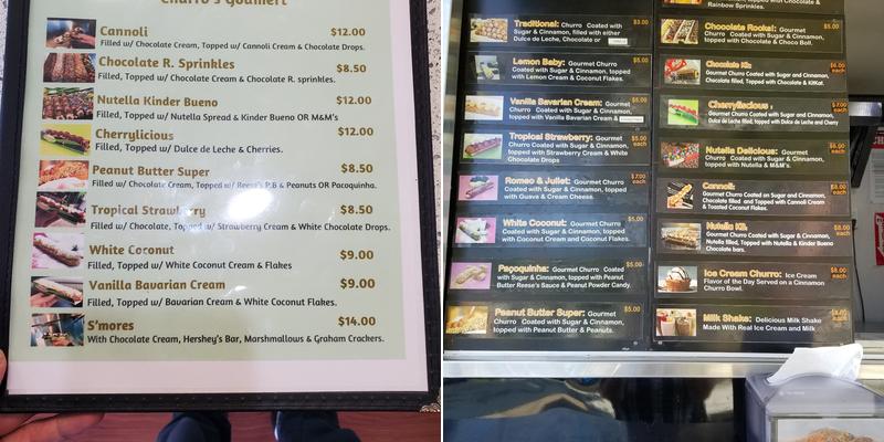 Cinnamon Churros Café Menu