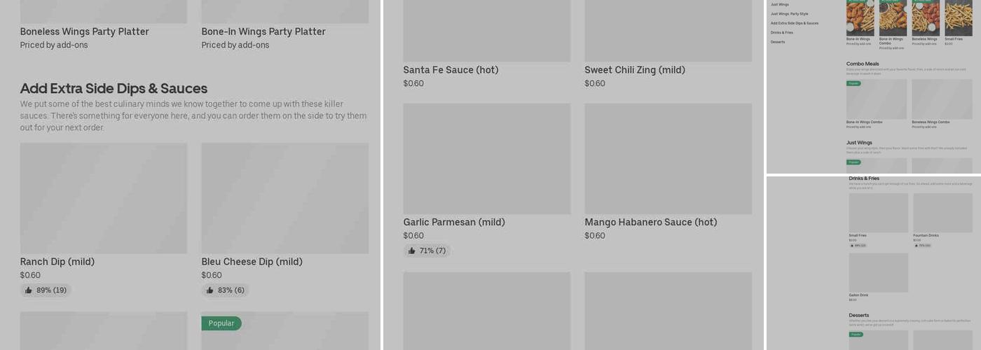 It's Just Wings Menu