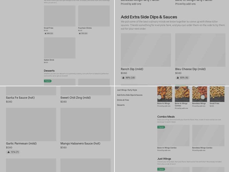 It's Just Wings Menu