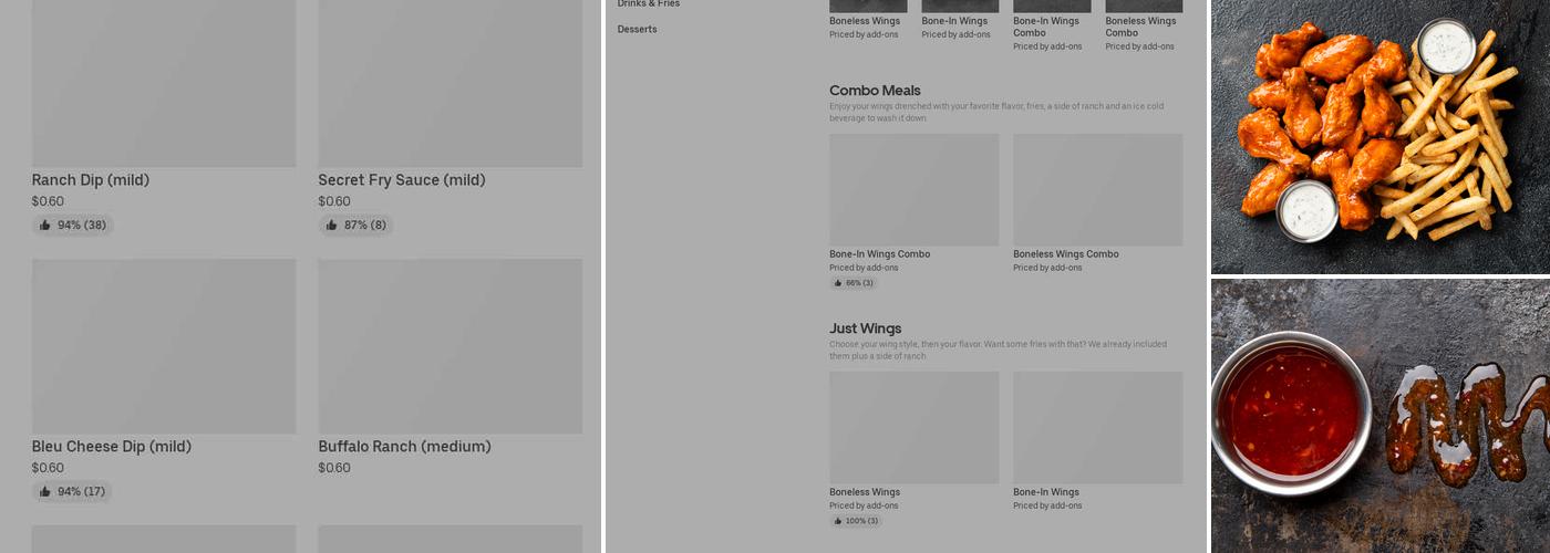 It's Just Wings Menu