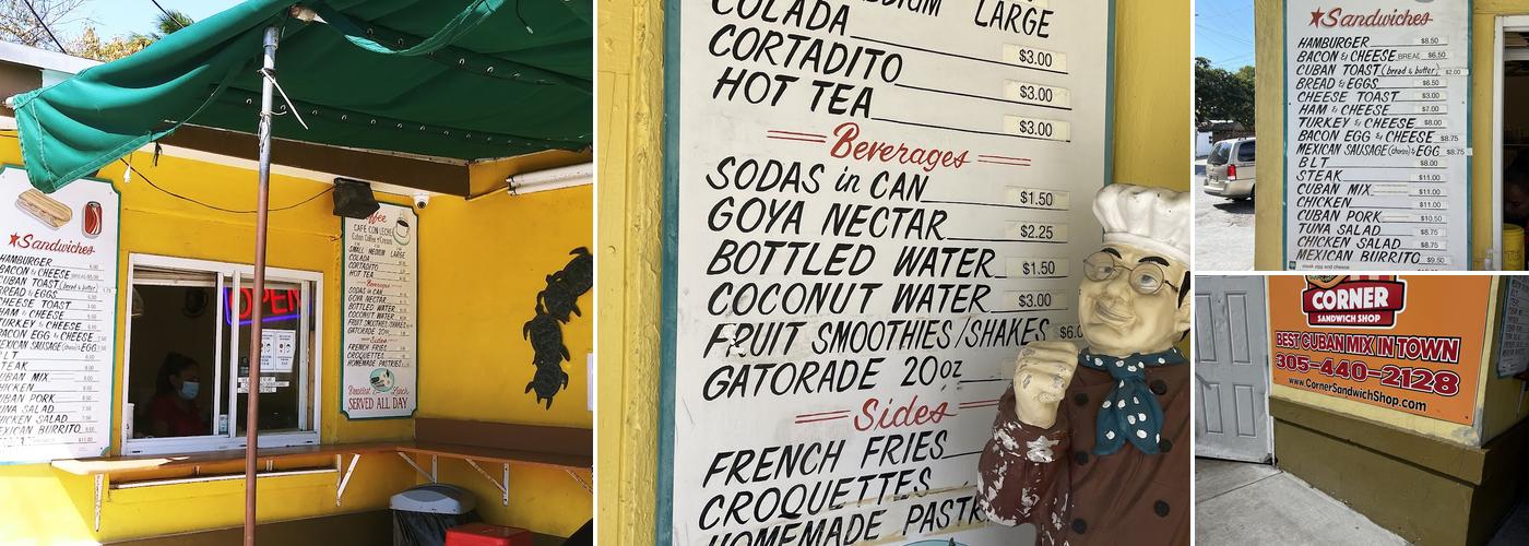 Corner Sandwich Shop Menu