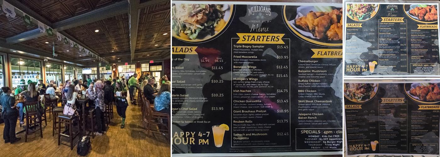 Mulligans Irish Pub Menu