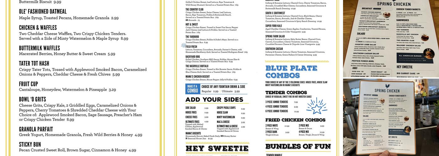 Spring Chicken Menu