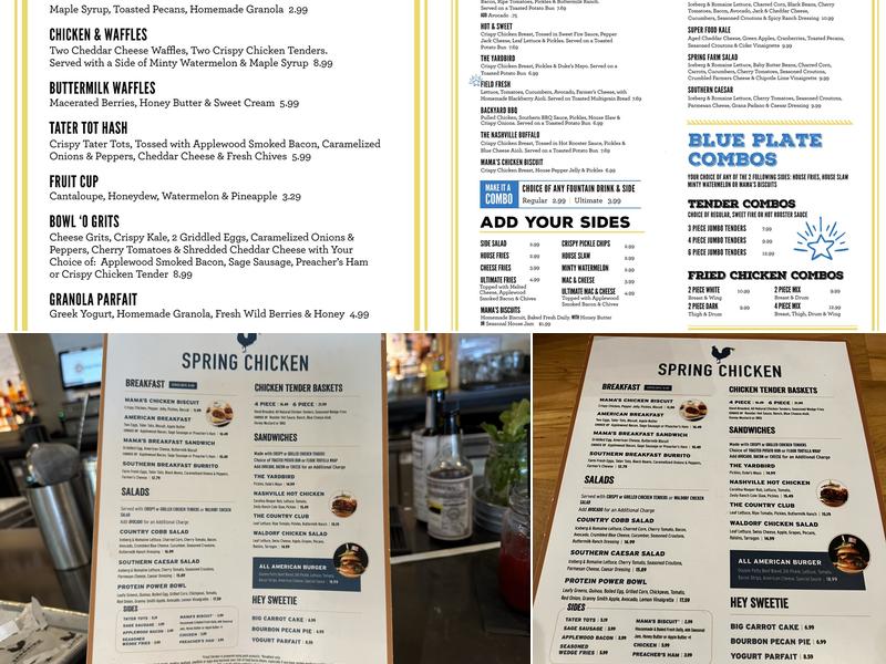 Spring Chicken Menu
