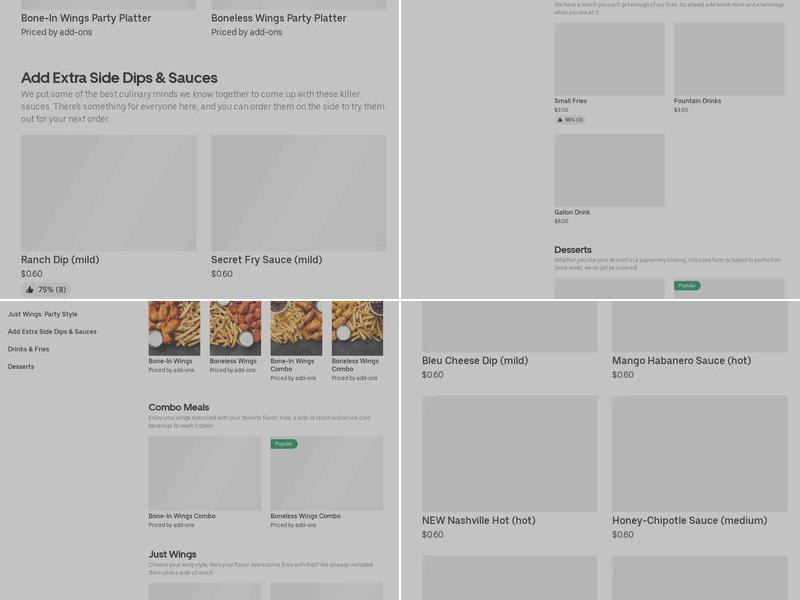 It's Just Wings Menu