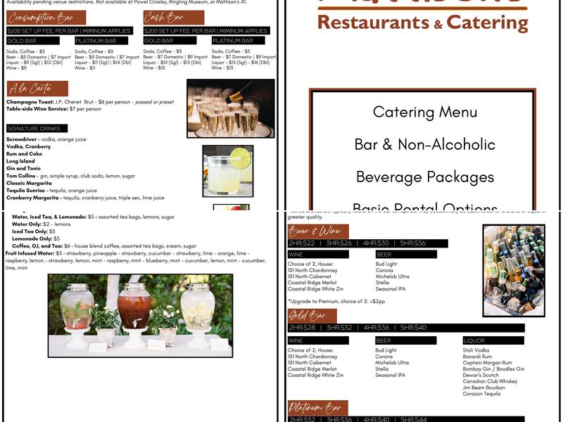 Mattison's Catering Company Menu