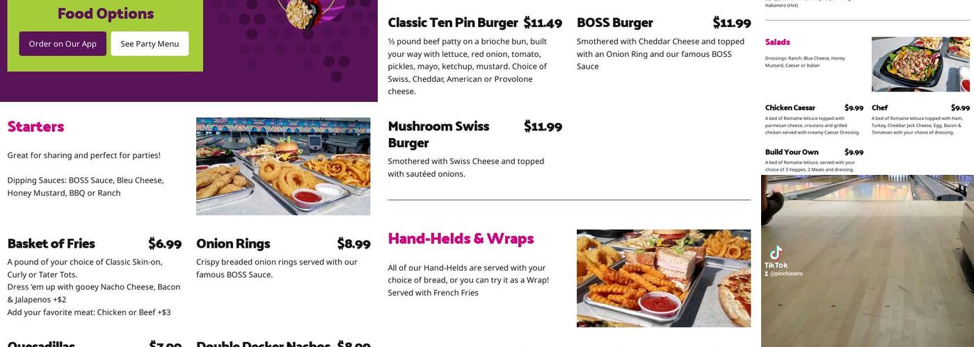 Pin Chasers Menu