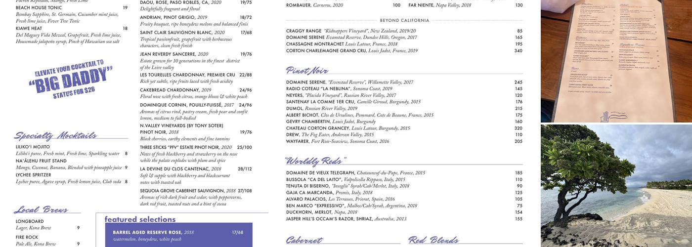 Residents' Beach House Menu