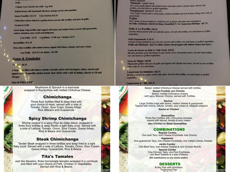 El Jardin Menu