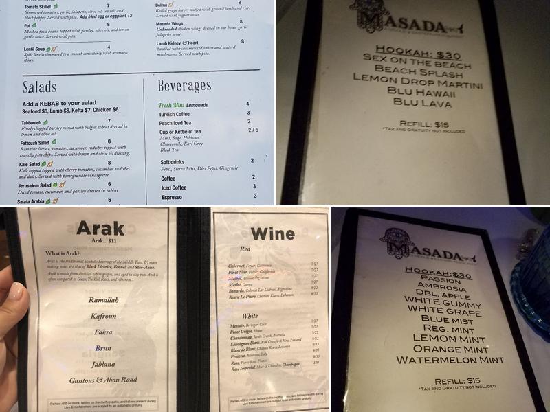 Masada Menu