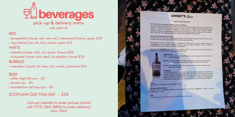 The Heavy Feather Menu