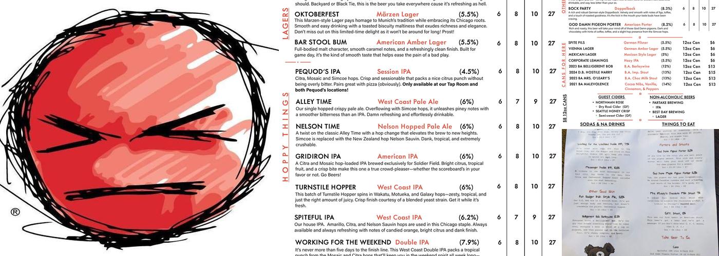 Spiteful Brewing Tap Room Menu