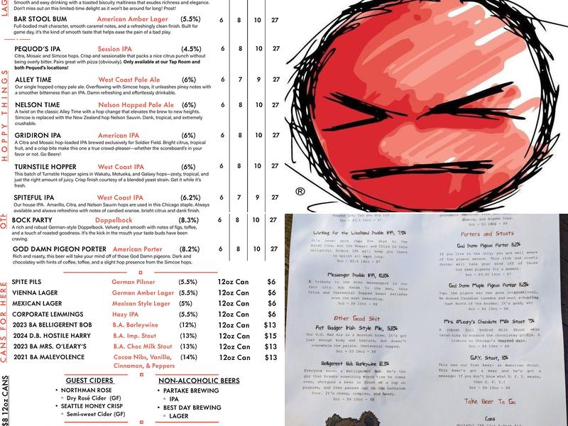 Spiteful Brewing Tap Room Menu