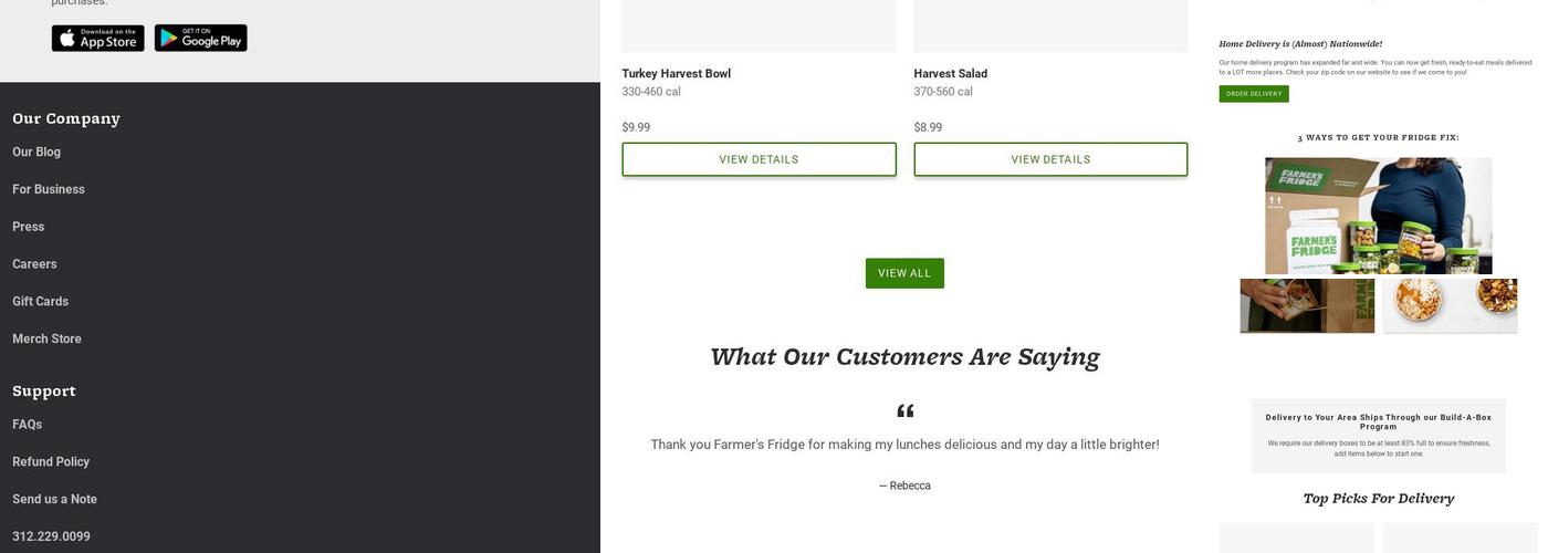 Farmer's Fridge Menu