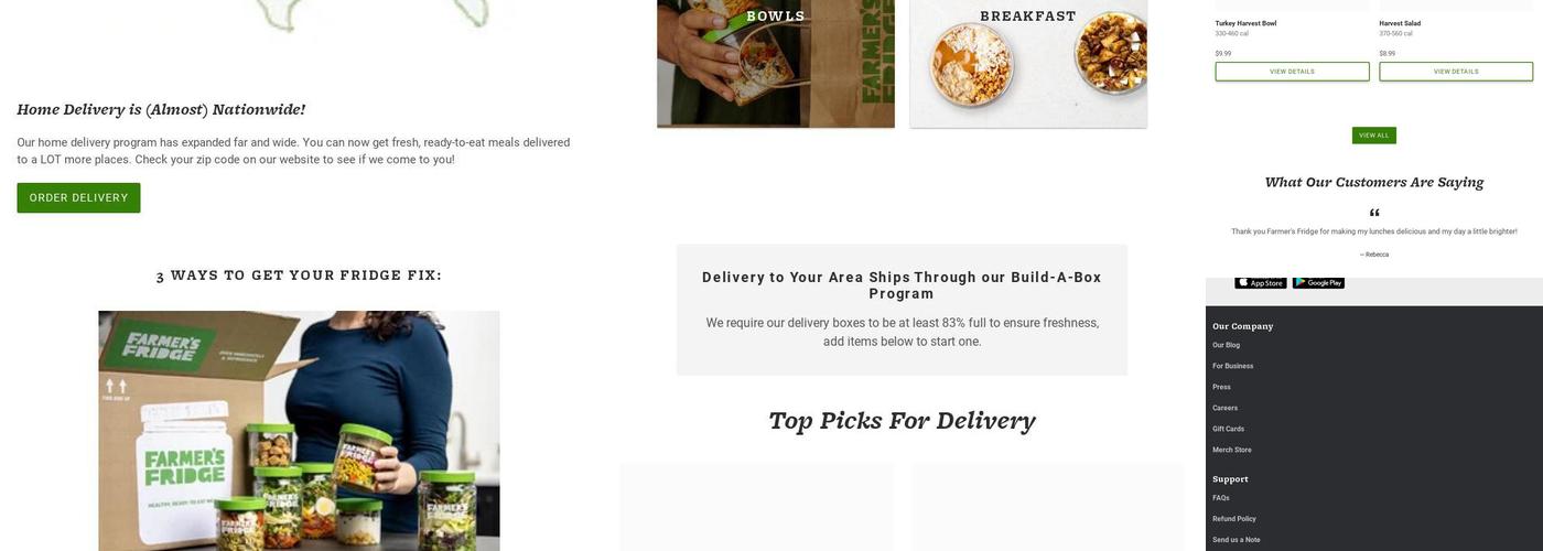 Farmer's Fridge Menu