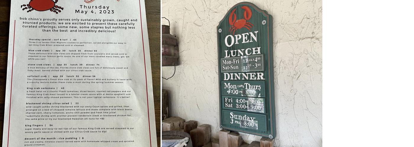 Chinn Franchising LLC Menu