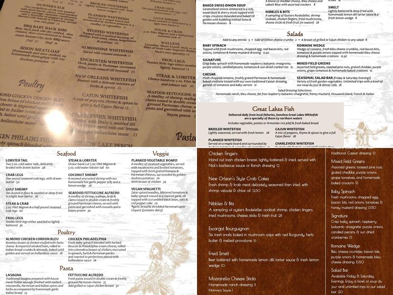 Chippewa Room Menu