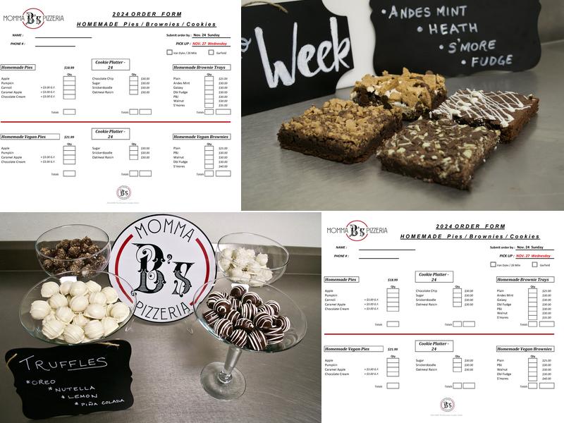 Momma B's Pizzeria Menu