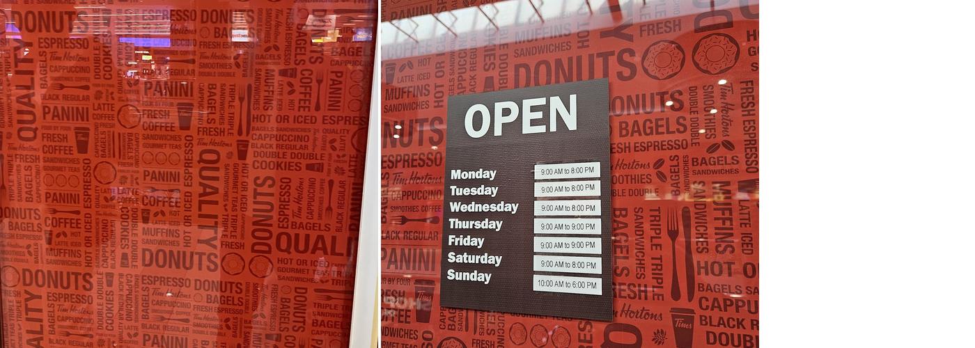 Tim Hortons Menu