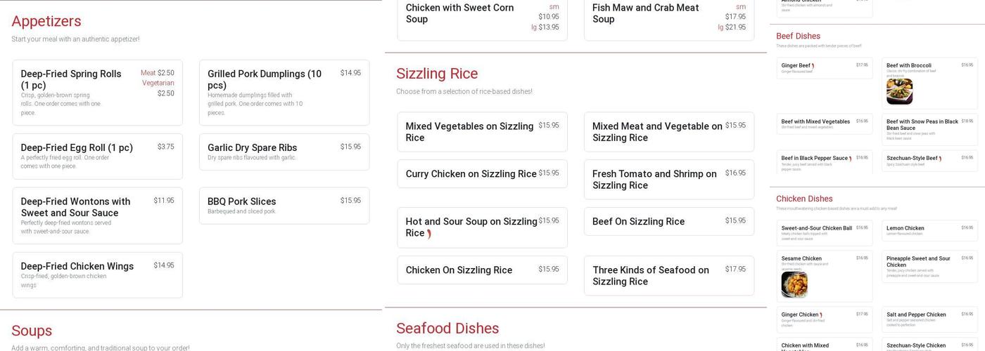 Fancy Taste of China Menu