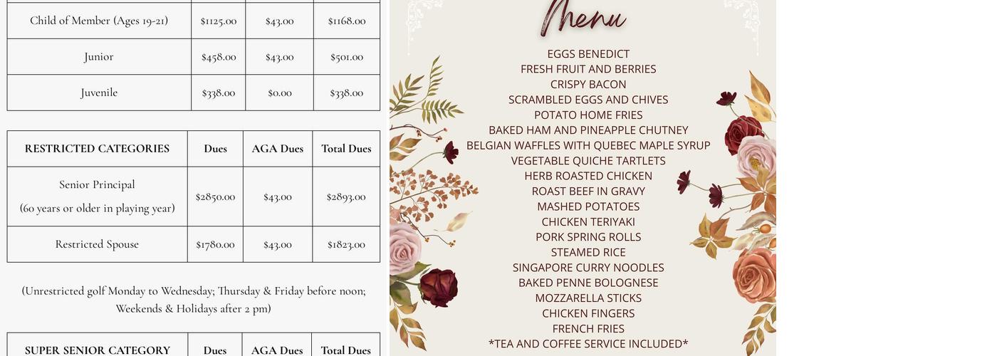 Lakeside Bistro Menu