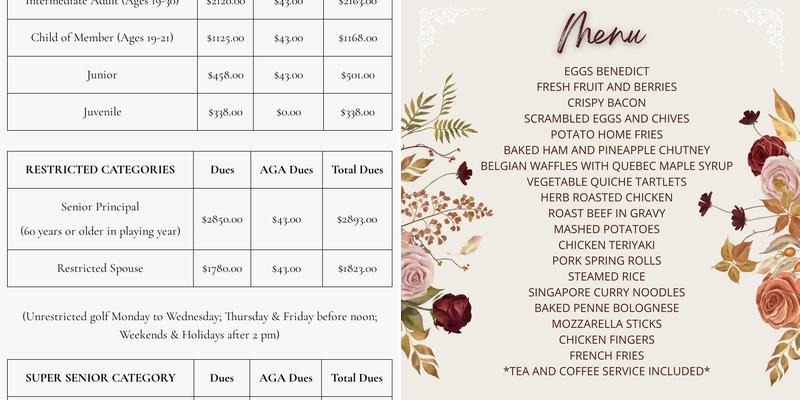 Lakeside Bistro Menu