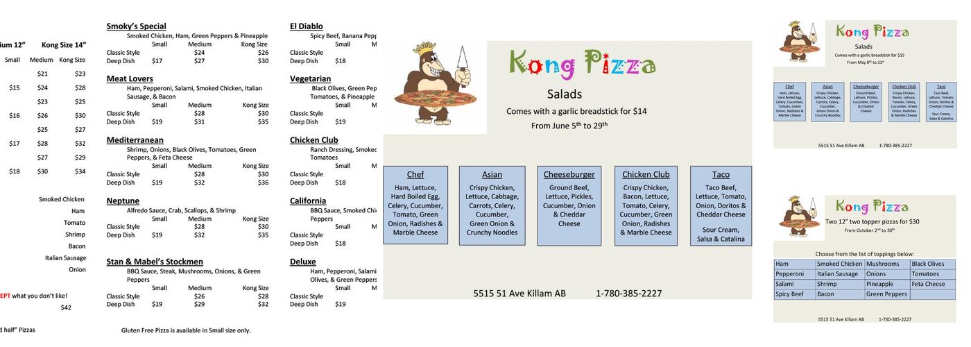 Kong Pizza Menu