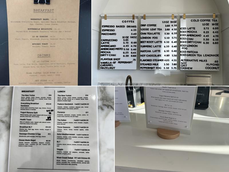 ONA Cafe + Bakery Menu