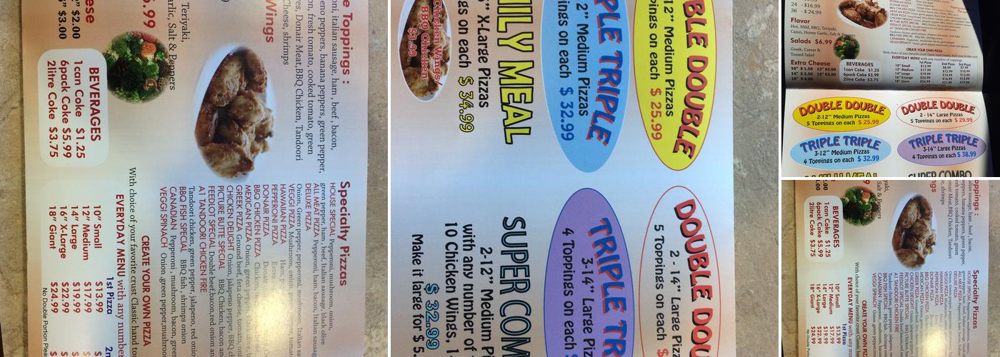 A-1 Pizza Menu