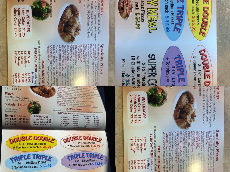 A-1 Pizza Menu