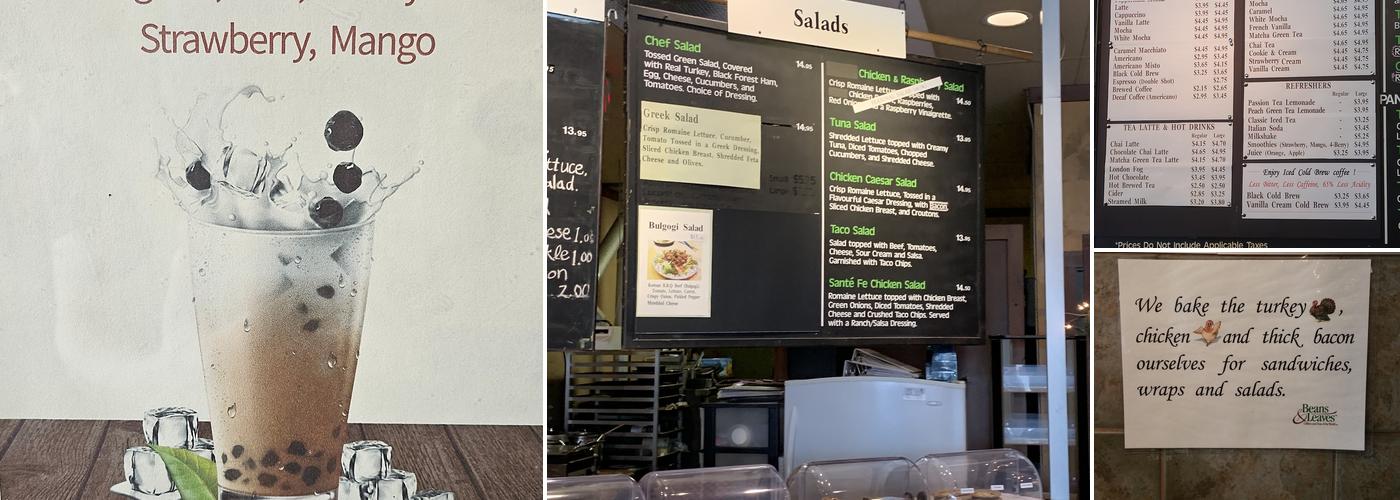 Beans & Leaves Menu