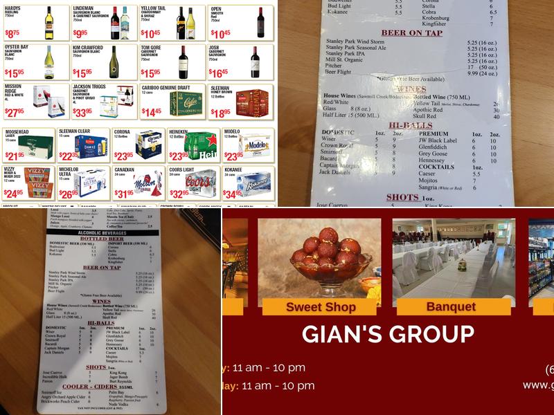 Gian's Indian Cuisine Menu