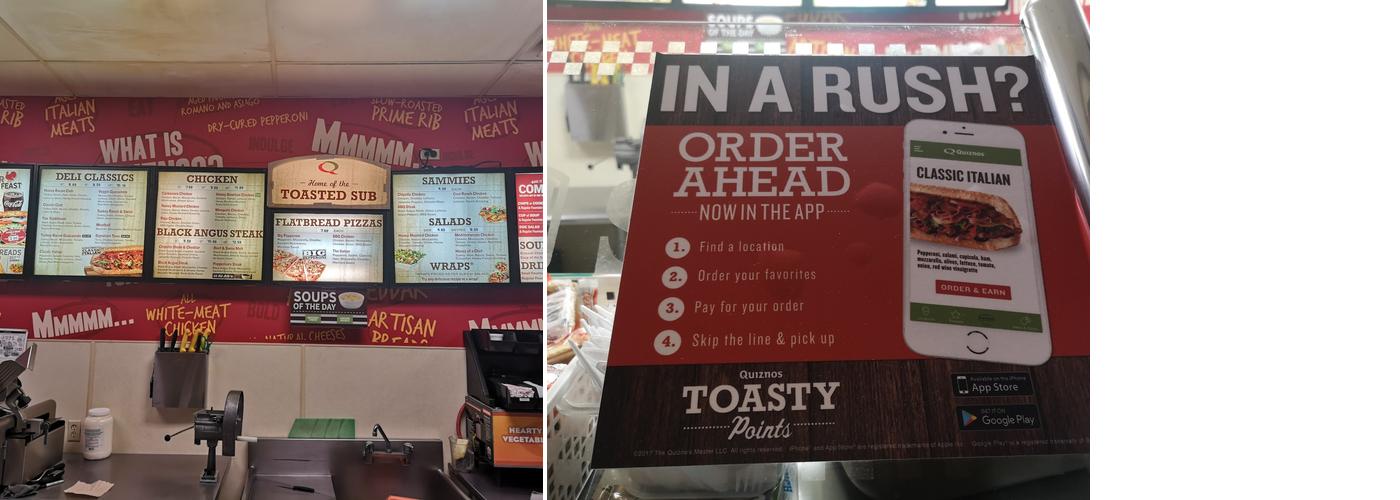 Quiznos Menu