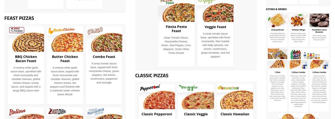 Freshslice Pizza Menu